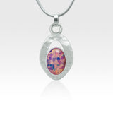 Hammered Pendant Vintage Glass Opal Silver