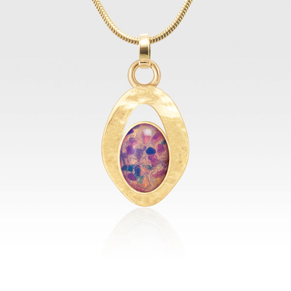 Hammered Pendant Vintage Glass Opal