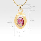 Hammered Pendant Vintage Glass Pink Measurements