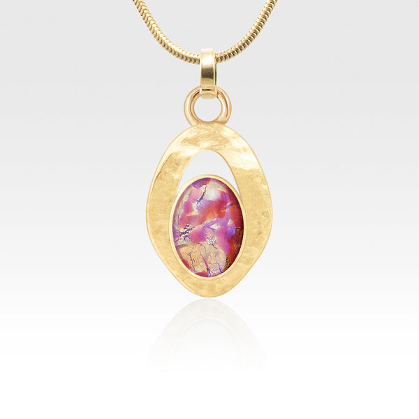 Hammered Pendant Vintage Glass Pink