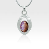 Hammered Pendant Vintage Glass Purple Silver