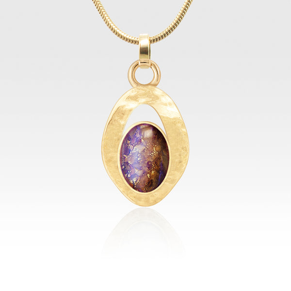 Hammered Pendant Vintage Glass Purple