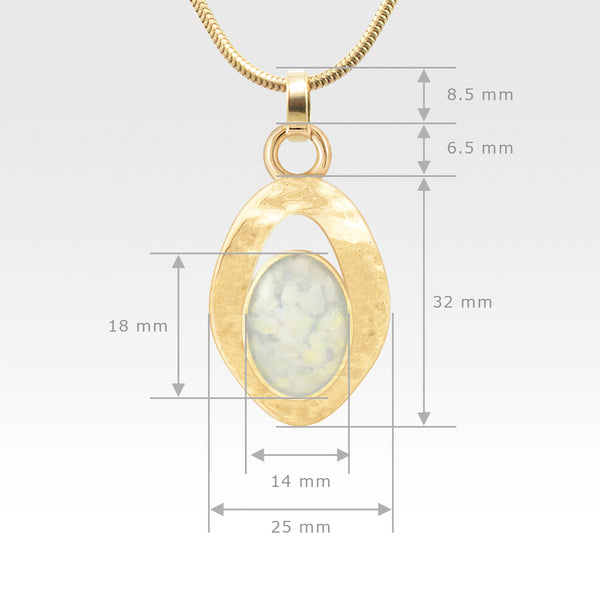 Hammered Pendant Vintage Glass White Measurements