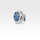 Hammered Ring Vintage Glass Blue Silver
