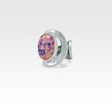 Hammered Ring Vintage Glass Opal Silver