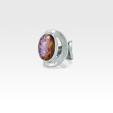 Hammered Ring Vintage Glass Purple Silver