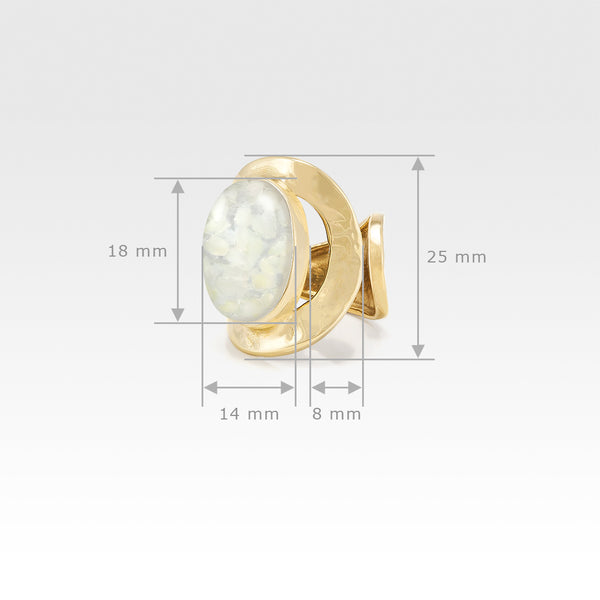 Hammered Ring Vintage Glass White Measurements