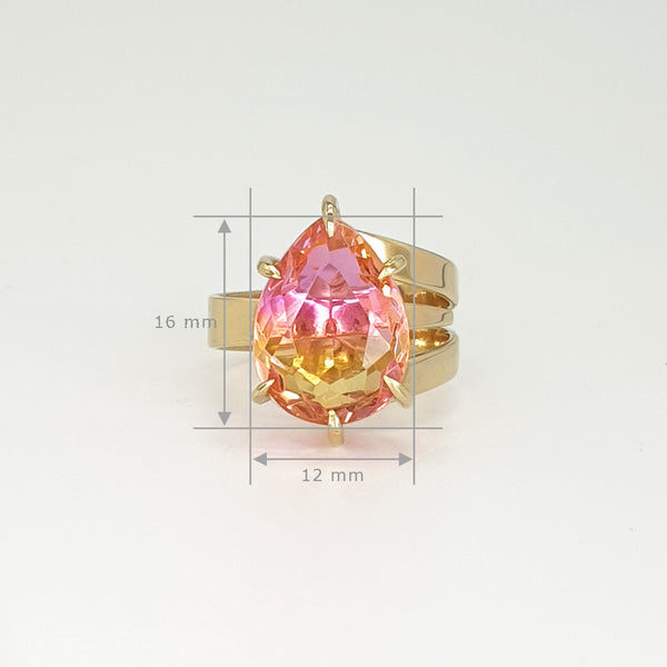 Multi-Facet Bi Colour Tourmaline Ring Measurements