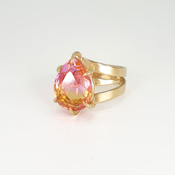 Multi-Facet Bi Colour Tourmaline Ring Side