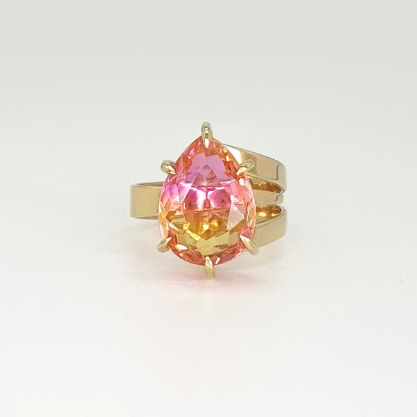 Multi-Facet Bi Colour Tourmaline Ring