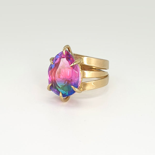 Tourmaline Ring Pink and Blue Side