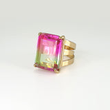 Multi-Facet Bi Colour Tourmaline Ring Side