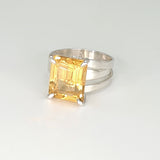 Multi-Facet Citrine Octagon Ring Silver Side