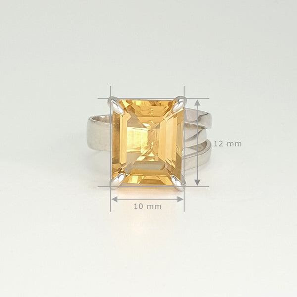 Multi-Facet Citrine Octagon Ring Silver Measure,emts