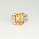 Multi-Facet Citrine Octagon Ring Silver