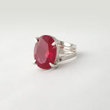 Multi-Facet Ruby Silver Ring Side