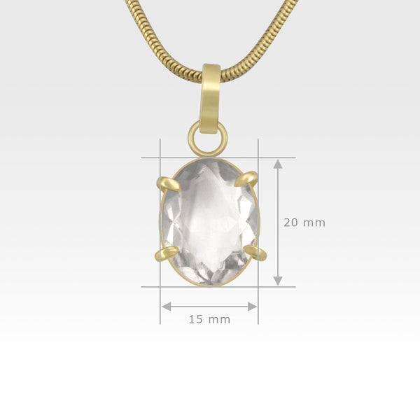Multi-Facets Clear Quartz Oval Pendant Measurements