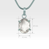 Multi-Facets Clear Quartz Oval Pendant Silver Measurements