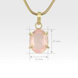 Multi-Facets Rose Quartz Oval Pendant Measurements