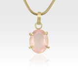 Multi-Facets Rose Quartz Oval Pendant