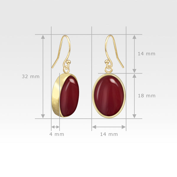 Oval Earrings - Carnelian Measurements