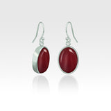 Oval Earrings - Carnelian Silver