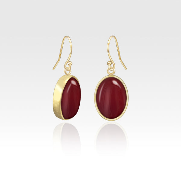 Oval Earrings - Carnelian