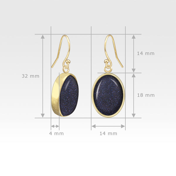 Oval Earrings - Goldstone Measurements