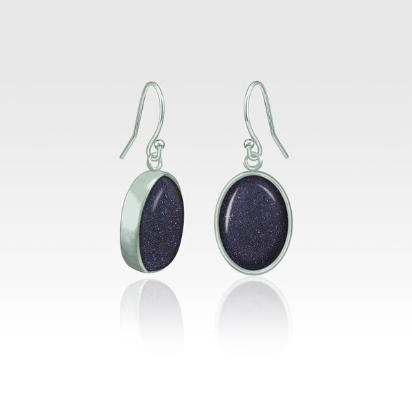 Oval Earrings - Goldstone Silver