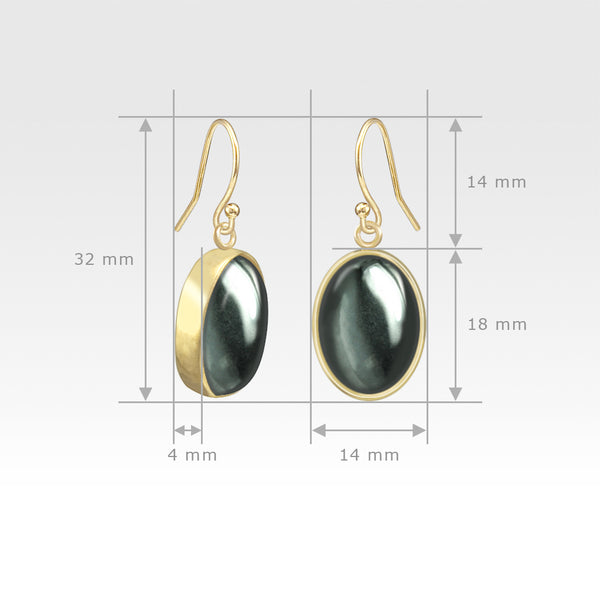 Oval Earrings - Hematite Measurements