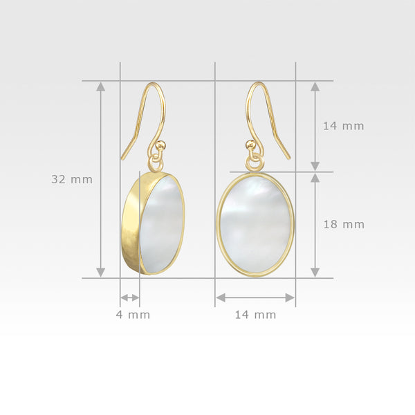 Oval Earrings - Mother of Pearl Measurements