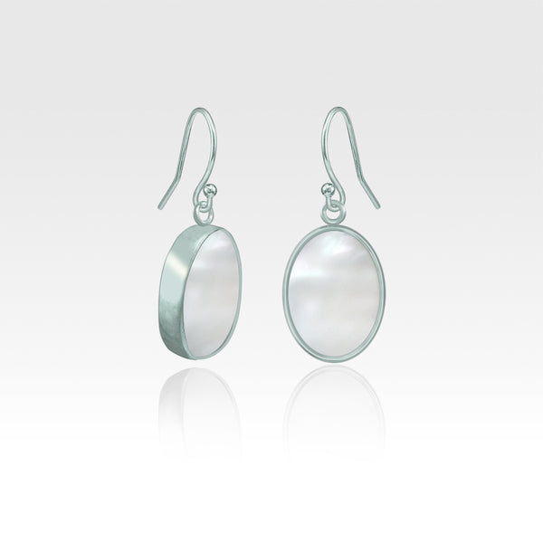 Oval Earrings - Mother of Pearl Silver