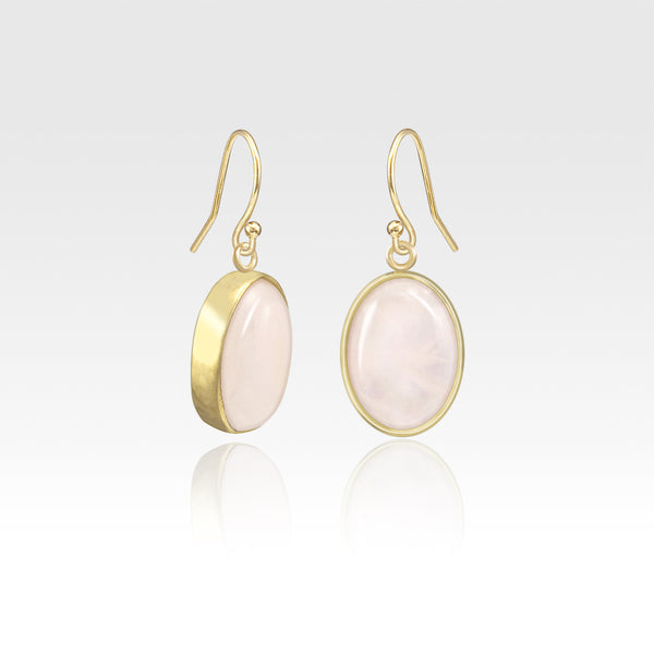 Oval Earrings - Rose Quartz