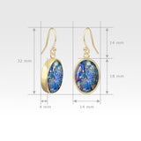 Oval Earrings - Vintage Glass Blue Measurements