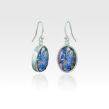 Oval Earrings - Vintage Glass Blue Silver