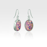 Oval Earrings - Vintage Glass Opal Silver