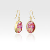 Oval Earrings - Vintage Glass Pink