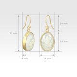 Oval Earrings - Vintage Glass White Measurements