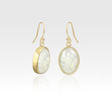 Oval Earrings - Vintage Glass White