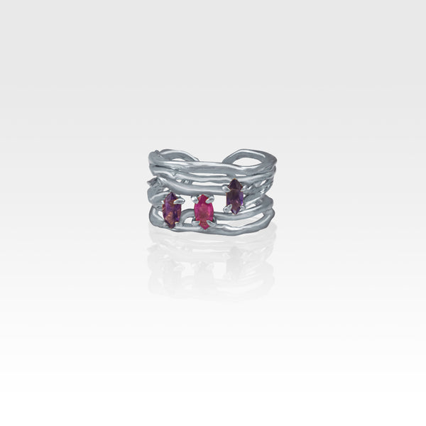 Twiglet Amethyst Ruby Ring