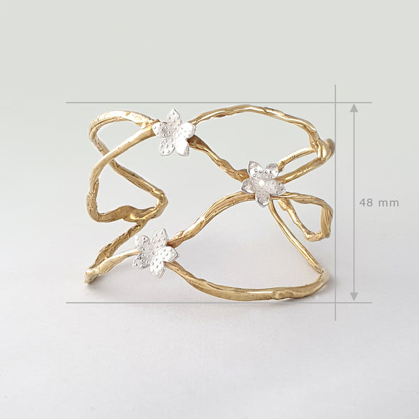 Twiglet Flower Two Tone Cuff Measurements