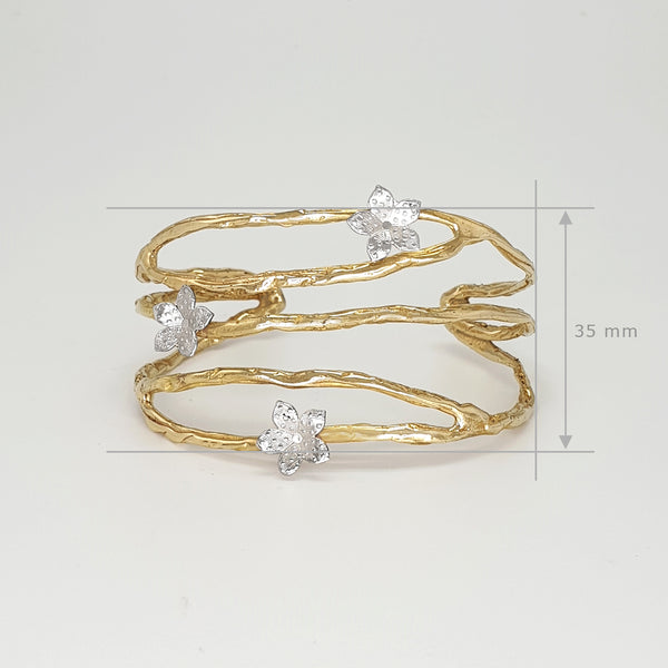 Twiglet Flower Two Tone Cuff Measurements