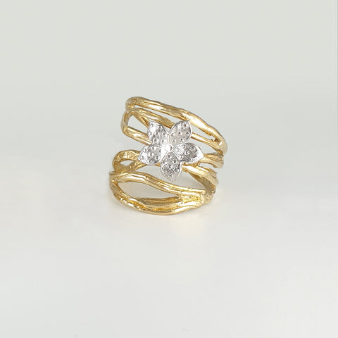 Twiglet Flower Two Tone Ring