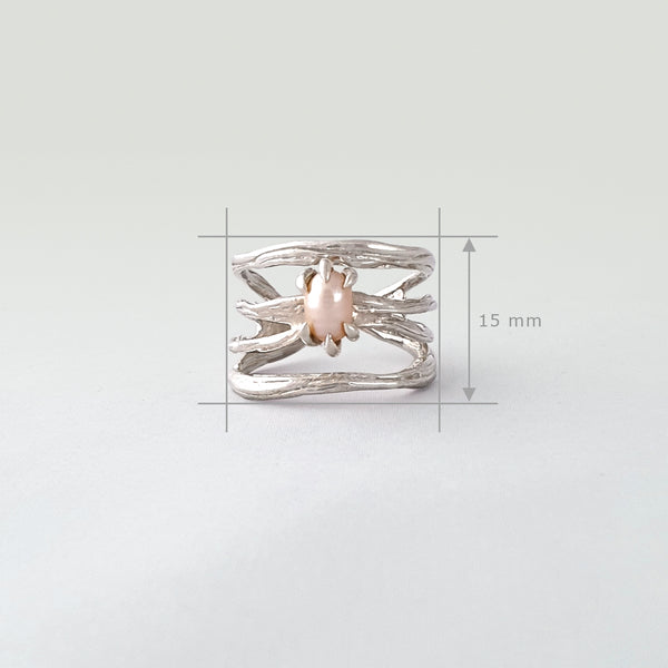 Twiglet Pearl Ring Silver Measurements