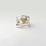 Twiglet Heart Two Tone Ring Silver