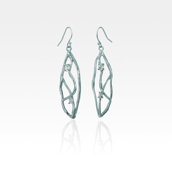 Twiglet Himalayan Diamond Earrings Silver