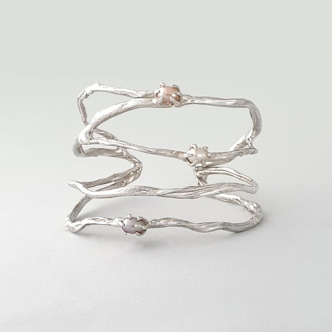 Twiglet Pearl Cuff Silver
