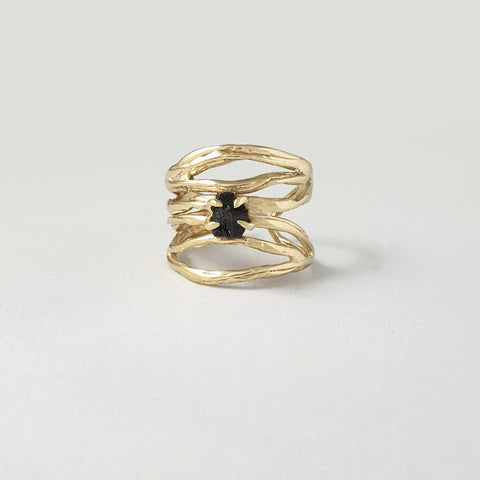 Twiglet Raw Black Tourmaline Ring