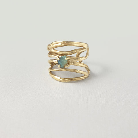 Twiglet Raw Labradorite Ring