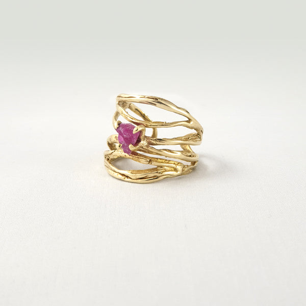 Twiglet Raw Ruby Ring Side